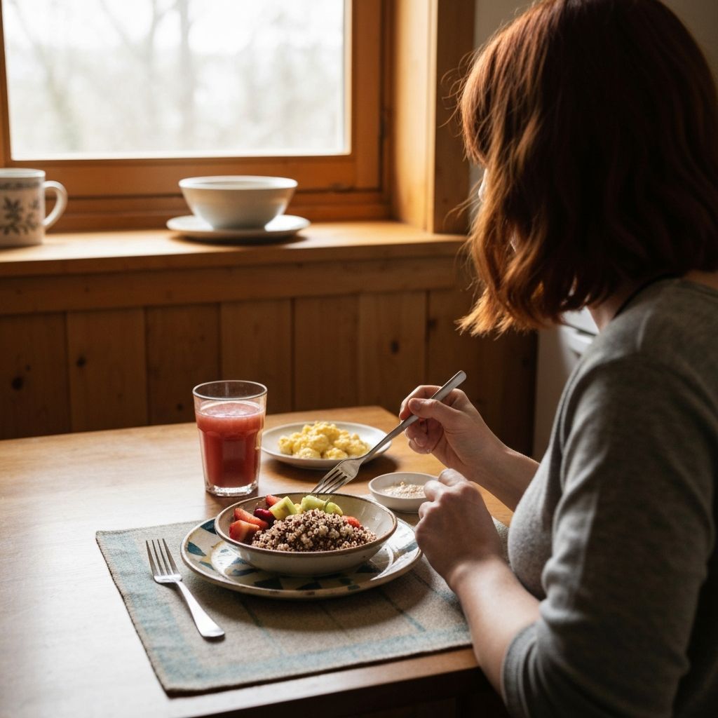 Person having breakfast at home